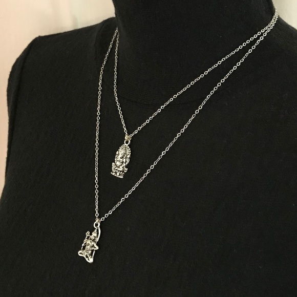 Hindu Ganesha & Shiva Handmade 2-Layer Silver Necklace - Picture 5 of 15